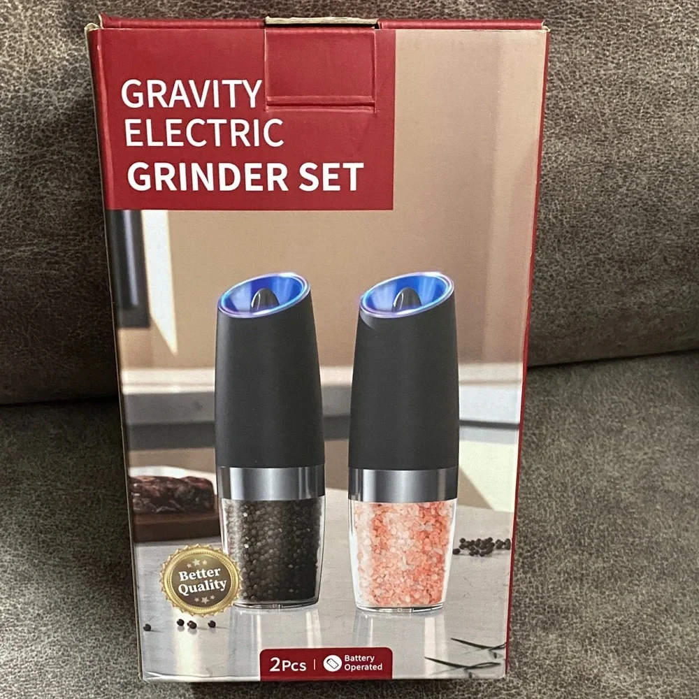 Gravity Electric Grinder Set - Black with Silver & Clear